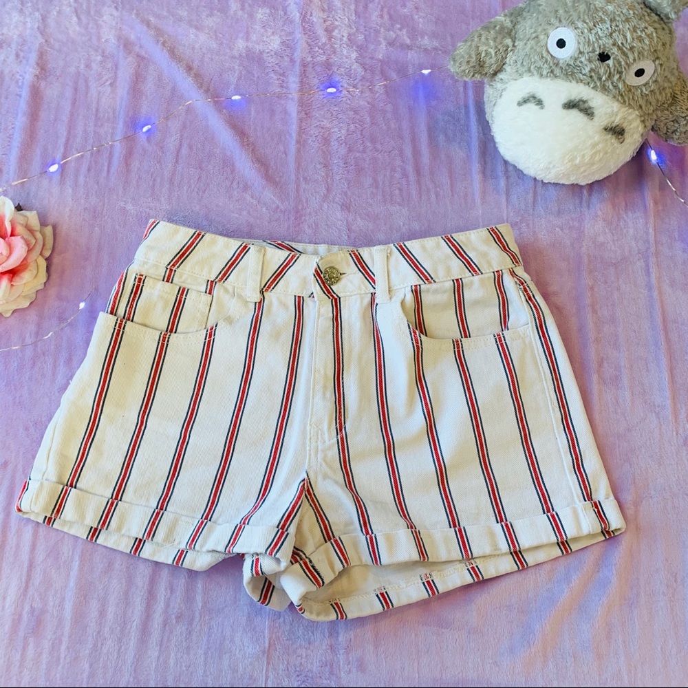 PacSun Red Stripped Mom Shorts
